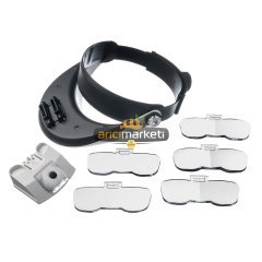 Ledli Şapka Tipi Büyüteç / Değiştirilebilir 5 Lensli 9X Yakınlaştırma