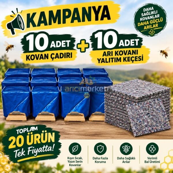 Arı Kovanı Çadırı ve Yalıtım Keçesi ( 10 Adet Keçe + 10 Adet Çadır)
