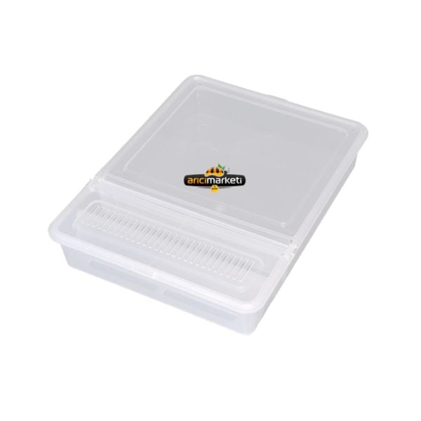 Plastik Kutu Yemlik - 1 Litre - Şeffaf