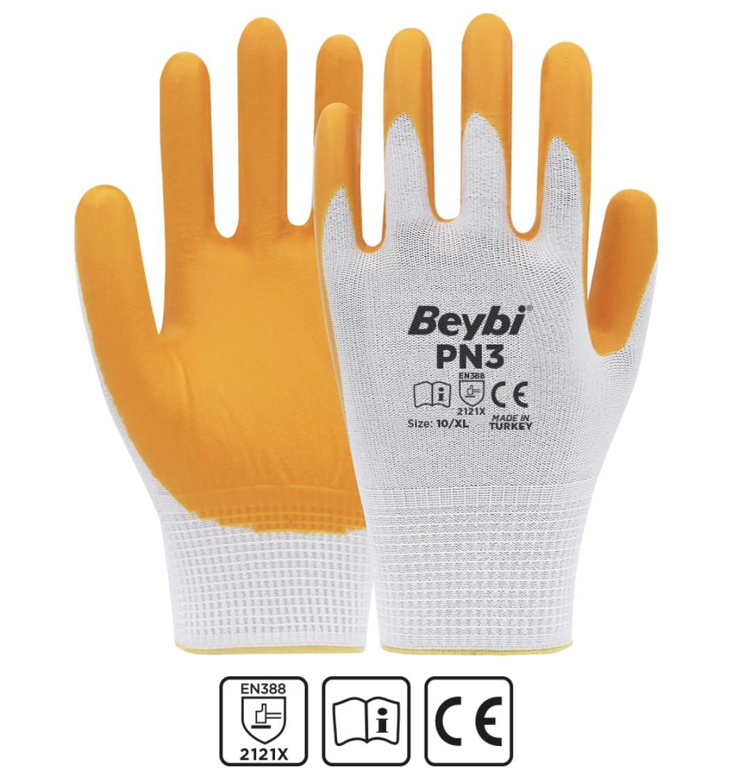 Beybi Pn3 Polyester Örme Nitril Eldiven