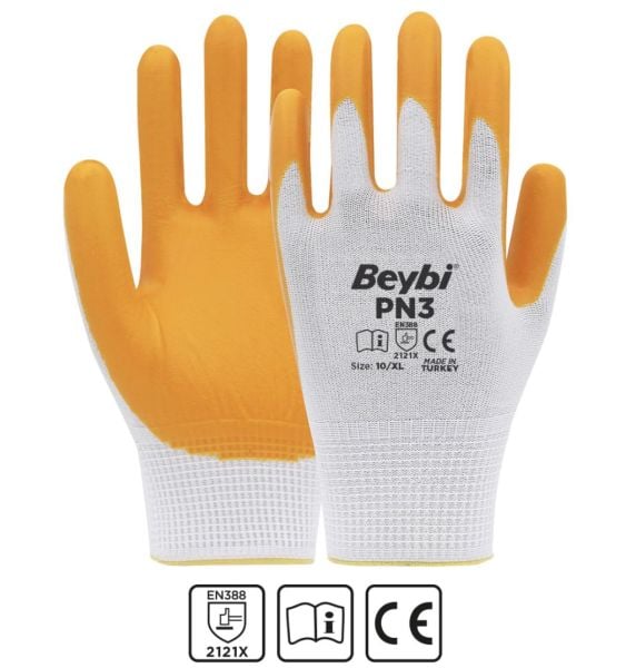 Beybi Pn3 Polyester Örme Nitril Eldiven