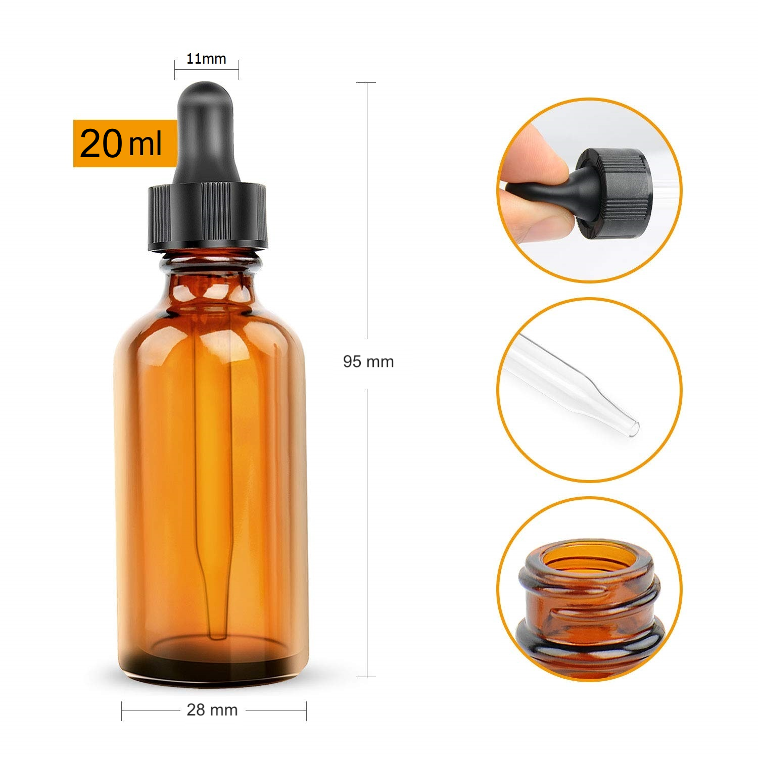 20 ml Damlalıklı Amber Şişe - 10 Adet