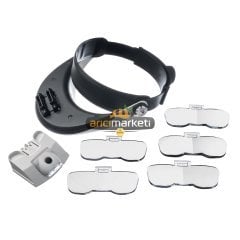 Ledli Şapka Tipi Büyüteç / Değiştirilebilir 5 Lensli 9X Yakınlaştırma