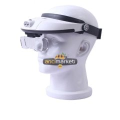 Ledli Şapka Tipi Büyüteç / Değiştirilebilir 5 Lensli 9X Yakınlaştırma