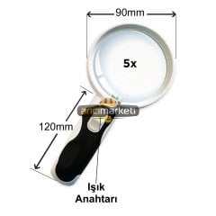 5X / 90 mm Değiştirilebilir Lensli 2 Ledli Büyüteç